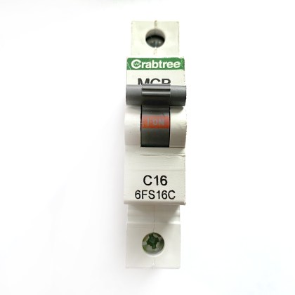 Crabtree 6FS16C Black Clip C16 16A 16 Amp MCB Circuit Breaker Type C